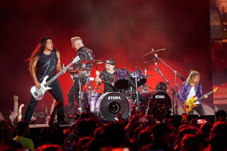 Robert Trujillo, from left, James Hetfield, Lars Ulrich, and Kirk Hammett of Metallica perform on day one of the Lollapalooza Music Festival, at Grant Park in Chicago
2022 Lollapalooza Music Festival - Day One, Chicago, United States - 28 Jul 2022