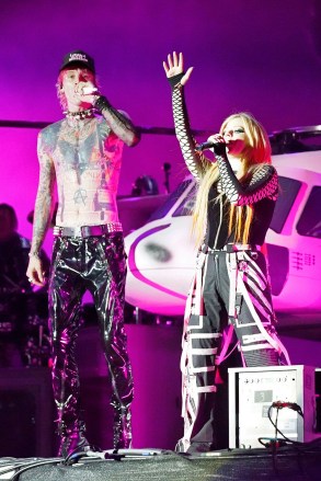 Machine Gun Kelly, left, performs with Avril Lavigne on day two of the Lollapalooza Music Festival, at Grant Park in Chicago
2022 Lollapalooza Music Festival - Day Two, Chicago, United States - 29 Jul 2022