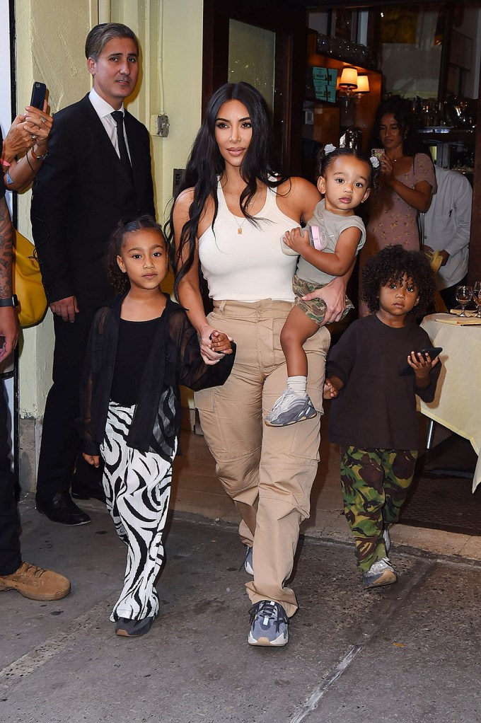 Kim Kardashian & Kanye West With The Kids