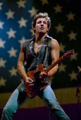 U.S. performer Bruce Springsteen plays his Fender Telecaster guitar while singing his hit song "Born in the U.S.A." as he completed his world tour at Los Angeles Memorial Coliseum in September 1985
Bruce Springsteen 1985, Los Angeles, USA