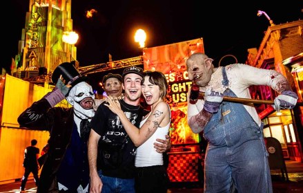 Dylan Minnette ("13 reasons") and singer Lydia Knight attend Halloween Horror Nights at Universal Studios Hollywood on Friday, September 9, 2022.