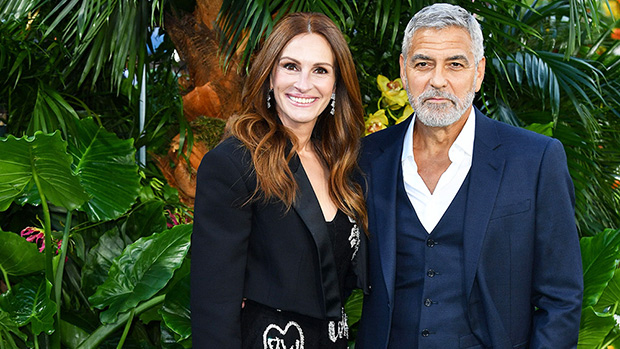 Julia Roberts & Amal Clooney Stun At ‘Ticket To Paradise’ Premiere With George: Photos