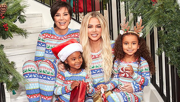 Khloe Kardashian & Kris Jenner Snuggle With True & Dream In Christmas PJs For New Photo Shoot