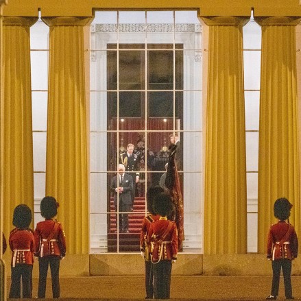 King Charles III Waits for His Mother's Queen Elizabeth II Coffin to Arrive Back at Buckingham Palace This Evening.  Queen Elizabeth II's coffin moved from Edinburgh to London, London, UK - 13 Sep 2022