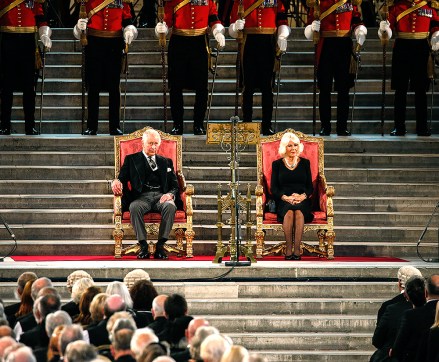 **NO UK PRINT OR WEB USE**King Charles III, accompanied by Camilla Queen Consort, attends the Palace of Westminster to receive Addresses from both Houses of Parliament following the death of Queen Elizabeth II.Pictured: King Charles III,Camilla Queen Consort,Queen Camilla,Camilla Parker-BowlesRef: SPL5485152 120922 NON-EXCLUSIVEPicture by: Robin Nunn-IPA/POOL supplied by Splash News / SplashNews.comSplash News and PicturesUSA: +1 310-525-5808London: +44 (0)20 8126 1009Berlin: +49 175 3764 166photodesk@splashnews.comWorld Rights, No United Kingdom Rights