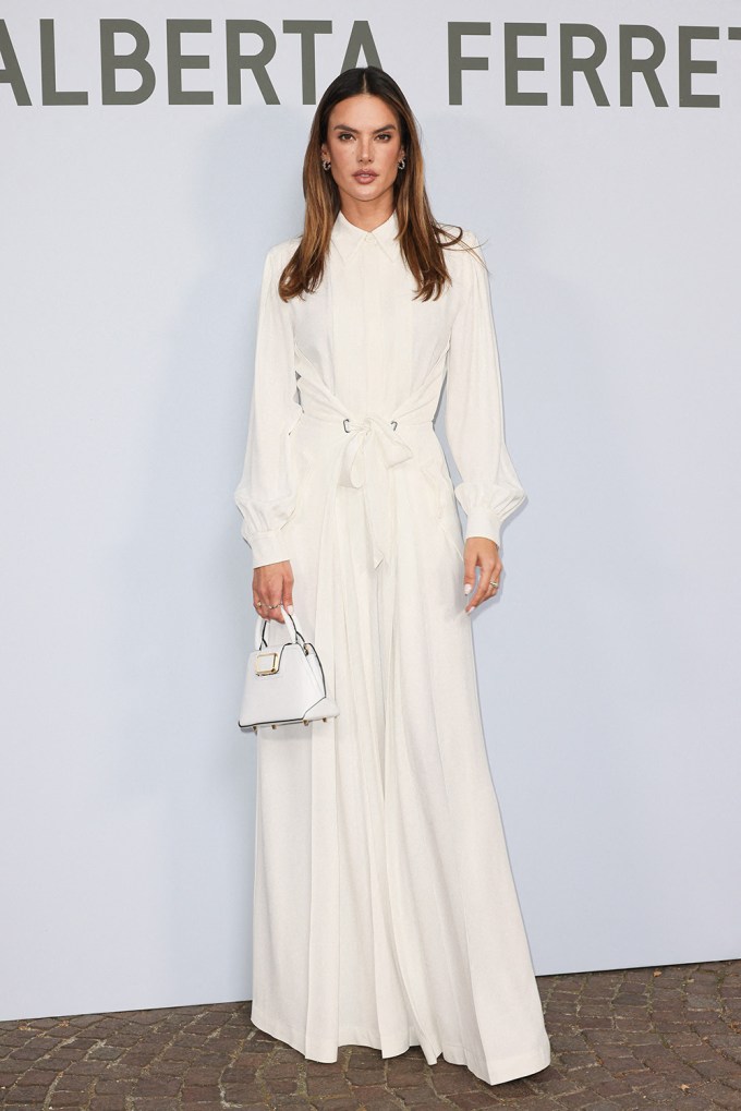 Alessandra Ambrosio in a white dress