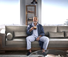 Eight years after their first on-screen encounter, George Clooney and Jean Dujardin reunite in Nespresso's latest action-packed TV ad sequel 'How far would you go for Nespresso?' This time, the dynamic duo is joined by Jean Dujardin's screen friend and highly talented Camille Cottin – who makes her Nespresso debut. In this brilliantly entertaining and comedic film, the superstars come together to show the world that Nespresso coffee's tastes so exceptional that they would do anything to have it, posing the question on everyone's lips - how far would you go for the unforgettable taste of a Nespresso coffee? Debuting from 15 November in more than 20 European countries, the new campaign is an evolution of the original 2014 ad, but this time we see George Clooney offering to make Jean Dujardin a Nespresso coffee only for him to quickly realise he only has one coffee capsule left. With impeccable comedy timing all round, George Clooney mischievously pulls the rug from under Jean Dujardin to get his hands on the last capsule before it flies out of the window onto Camille Cottin's balcony. The duo needs to join forces to reclaim the capsule - with Jean Dujardin lowering George Clooney down the side of the building in a wicker chair to Camille Cottin's apartment. In a plot twist, the tables quickly turn as Camille Cottin must retrieve her freshly brewed Nespresso coffee, cheekily stolen by George Clooney. How will it end?. 14 Nov 2022 Pictured: George Clooney and Jean Dujardin. Photo credit: Nespresso/MEGA TheMegaAgency.com +1 888 505 6342 (Mega Agency TagID: MEGA917693_003.jpg) [Photo via Mega Agency]