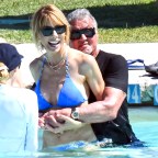 77-year-old American actor Sylvester Stallone pictured having fun with his wife Jennifer Flavin while enjoying a holiday in Porto Cervo