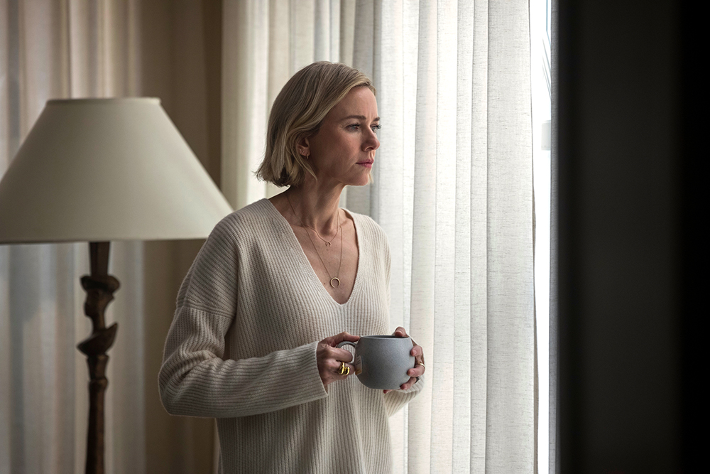 The Watcher. Naomi Watts as Nora Brannock in episode 105 of The Watcher. Cr. Eric Liebowitz/Netflix © 2022