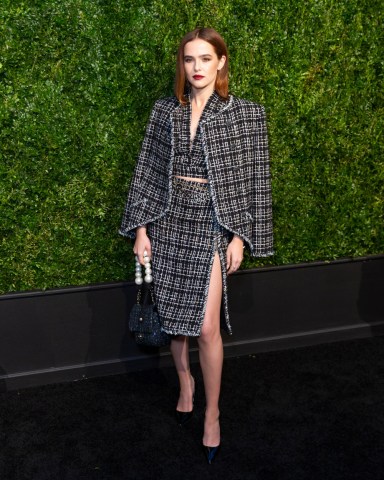 New York, NY - April 29, 2019: Zoey Deutch wearing Chanel attends the Chanel 14th Annual Tribeca Film Festival Artists Dinner at Balthazar; Shutterstock ID 1389551624; purchase_order: Photo; job: Farrah