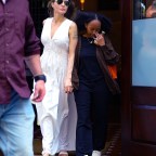 Angelina Jolie and her daughter Zahara are pictured exiting the Greenwich Hotel