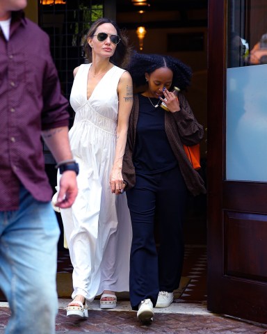 New York, NY  - Angelina Jolie and her daughter Zahara are pictured exiting the Greenwich Hotel in New York City.Pictured: Angelina Jolie, Zahara Marley Jolie-PittBACKGRID USA 18 MAY 2023 BYLINE MUST READ: Fernando Ramales / BACKGRIDUSA: +1 310 798 9111 / usasales@backgrid.comUK: +44 208 344 2007 / uksales@backgrid.com*UK Clients - Pictures Containing ChildrenPlease Pixelate Face Prior To Publication*
