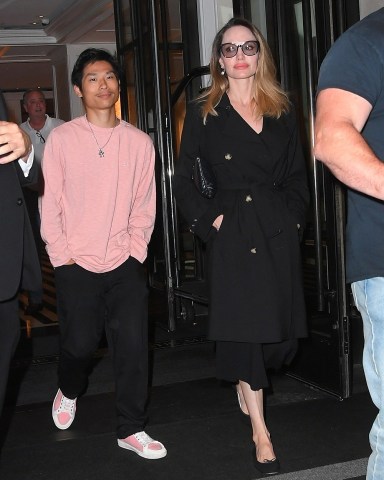 New York, NY  - Actress Angelina Jolie and Pax Jolie-Pitt step out for dinner in New York.Pictured: Angelina Jolie, Pax Jolie-PittBACKGRID USA 17 JULY 2023 BYLINE MUST READ: JosiahW / BACKGRIDUSA: +1 310 798 9111 / usasales@backgrid.comUK: +44 208 344 2007 / uksales@backgrid.com*UK Clients - Pictures Containing ChildrenPlease Pixelate Face Prior To Publication*