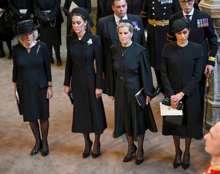 Camilla Queen Consort, Catherine Princess of Wales, Sophie Countess of Wessex and Meghan Duchess of Sussex
Queen Elizabeth II's coffin procession from Buckingham Palace to Westminster Hall, London, UK - 14 Sep 2022