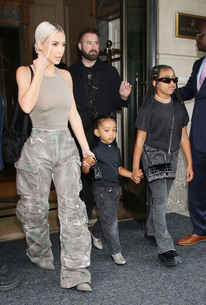 Kim Kardashian with daughters Chicago & North West in NYC