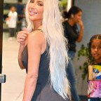 Kim Kardashian arrive's at North's Basketball Game on her birthday in Calabasas Ca