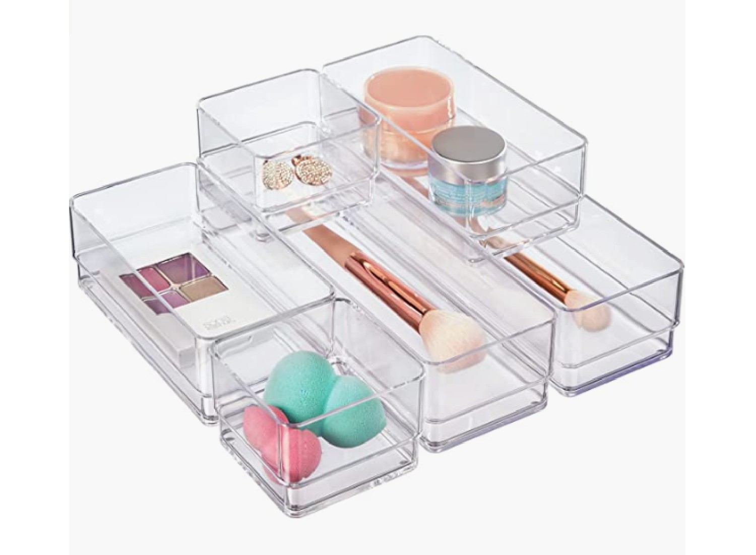 Clear makeup trays.