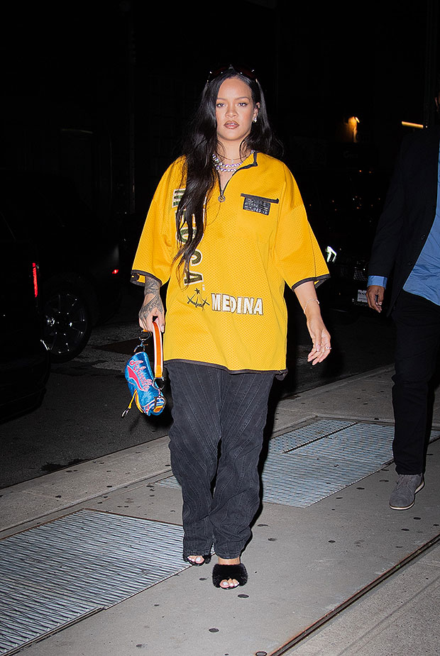 Rihanna Rocks Longer Hair & Vintage Yellow Jersey In NYC: Photo – Hollywood  Life