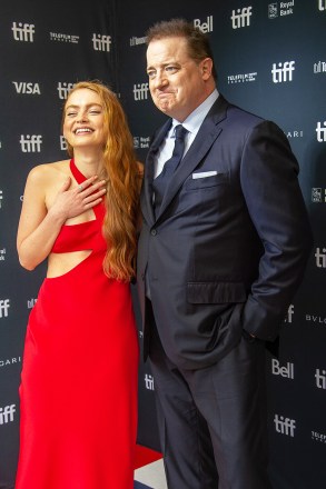 Brendan Fraser and American actor and cast member Sadie Sink arrive for the screening of the movie 'Whales' during the 47th Toronto International Film Festival (TIFF) on September 11, 2022 in Toronto, Canada.Whales - Premiere - 47th Annual Toronto Film Festival, Canada - September 11, 2022