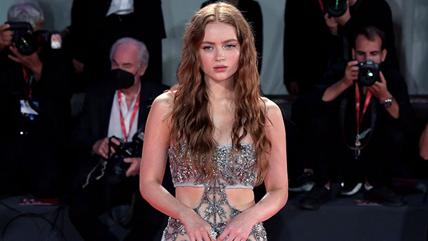 Sadie Sink, 20, stuns in a strapless cut-out sequin and feather dress at the premiere of 'The Whale'