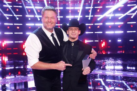 THE VOICE -- “Live Finale Part 2” Episode 2220B -- Pictured: (l-r) Blake Shelton, Bryce Leatherwood -- (Photo by: Trae Patton/NBC)