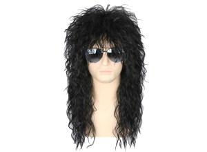 Black curly hair wig on a mannequin