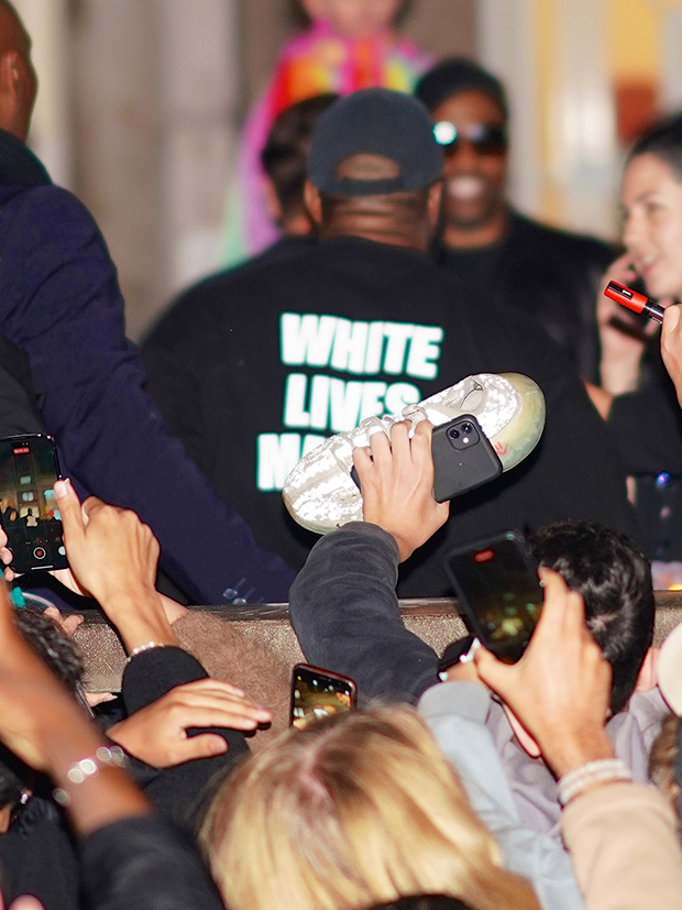 Kanye West Wears White Lives Matter Sweatshirt At Paris Fashion