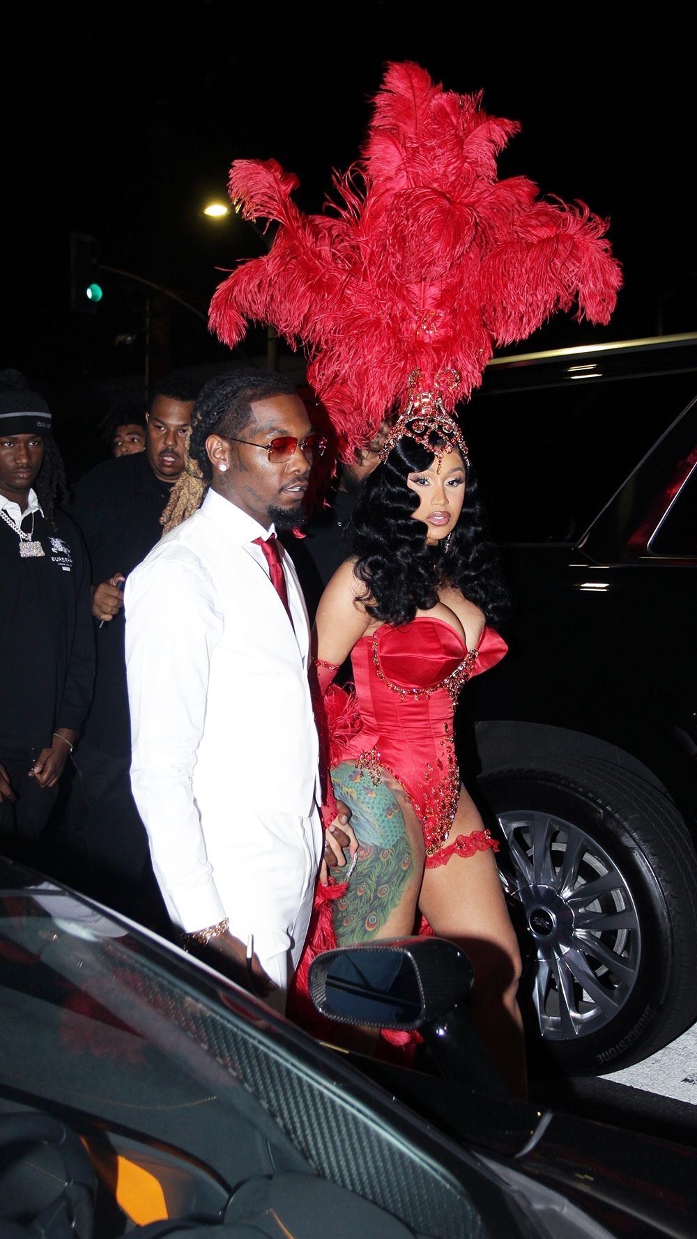 Los Angeles, CA - Birthday girl Cardi B and Offset are hard to miss in their matching red ensembles at Cardi's 30th birthday party in Poppy in L.A. Pictured: Cardi b BACKGRID USA OCTOBER 12, 2022 BYLINE MUST READ: Jvshvisions / BACKGRID USA: +1 310 798 9111 / usasales@backgrid.com UK: +44 208 344 2007 / uksales@backgrid.com *Customers British - Images containing children, please pixelate the face before publication*