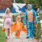 EXCLUSIVE: Heidi Montag goes trick-or-treating with Spencer and Gunner on Halloween while showing off her huge baby bump in a pink princess costume