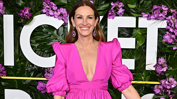 Julia Roberts, 54, Is Gorgeous In Plunging Pink Gown For ‘Ticket To Paradise’ Premiere With George Clooney