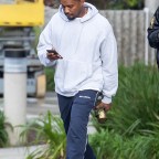 Kanye West seen leaving an office building in Los Angeles, CA