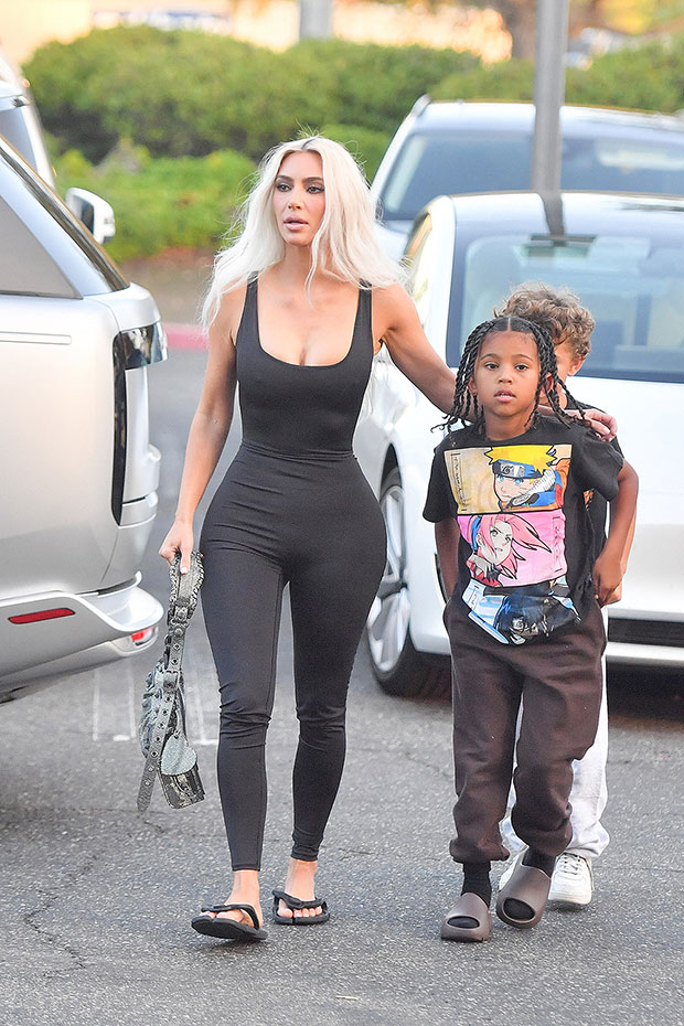 Kim Kardashian In Tank Top, Leggings With Saint At North's Game: Photos –  Hollywood Life