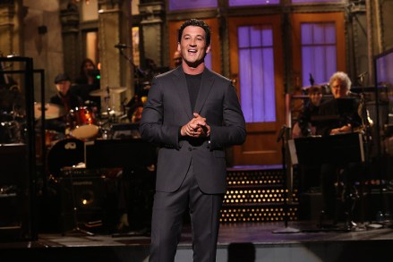 SATURDAY NIGHT LIVE -- “Miles Teller, Kendrick Lamar” Episode 1827 -- Pictured: Host Miles Teller during monologue on Saturday, Oct. 1, 2022 -- (Photo by: Will Heath/NBC)