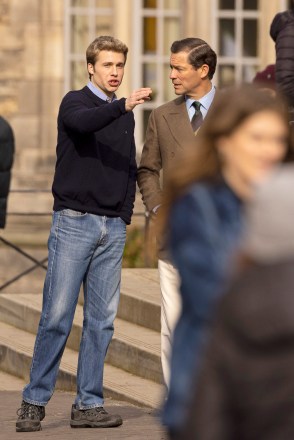 Dominic West and Ed McVey filming scenes for The Crown of Prince Charles visits Prince William at St. Andrews University in Scotland.Pictured: Ed McVey,Dominic WestRef: SPL5530233 150323 NON-EXCLUSIVEPicture by: SplashNews.comSplash News and PicturesUSA: +1 310-525-5808London: +44 (0)20 8126 1009Berlin: +49 175 3764 166photodesk@splashnews.comWorld Rights, No France Rights