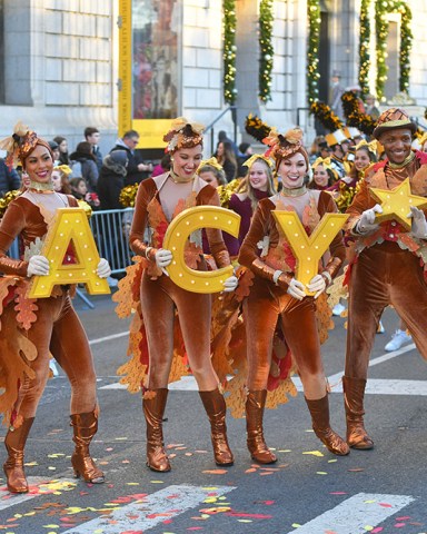 Performers march along the parade route during the 96th Macy's Thanksgiving Day Parade on November 24, 2022 in New York.
Macy's Thanksgiving Day parade, New York, United States - 24 Nov 2022