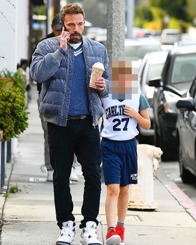 Brentwood, CA - *EXCLUSIVE* - Ben Affleck takes a break from Dunkin' and stops at Starbucks and treats his son Samuel to a drink while the boys take a walk in Los Angeles with Ben's mom, Christopher Anne Boldt.Pictured: Ben Affleck, Samuel AffleckBACKGRID USA 22 MARCH 2023 BYLINE MUST READ: BACKGRIDUSA: +1 310 798 9111 / usasales@backgrid.comUK: +44 208 344 2007 / uksales@backgrid.com*UK Clients - Pictures Containing ChildrenPlease Pixelate Face Prior To Publication*