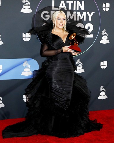 Christina Aguilera holds the award for Best Traditional Vocal Album in the press room during the 23rd Annual Latin Grammy Awards ceremony at the Michelob Ultra Arena at Mandalay Bay in Las Vegas, Nevada, USA, 17 November 2022. The Latin Grammy Awards recognize artistic and/or technical achievement, not sales figures or chart positions, and the winners are determined by the votes of their peers-the qualified voting members of the academy.
Press Room - 23rd Latin Grammy Awards, Las Vegas, USA - 17 Nov 2022