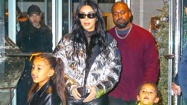 Kim Kardashian and Kanye West with kids
