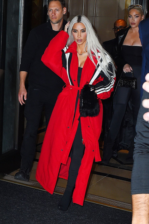 Kim Kardashian Slays In Red Trench Coat While Out In NYC: Photos ...