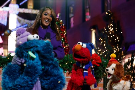 CHRISTMAS IN ROCKEFELLER CENTER -- Season 2022 -- Pictured: (lr) Cookie Monster, Micky Guyton, Elmo, Tango -- (Photo by: Peter Kramer/NBC)