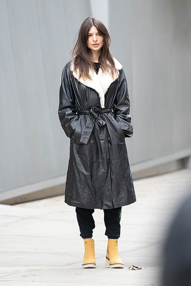 Emily Ratajkowski's Fur-Lined Leather Trench Coat Is the Perfect Fall Staple