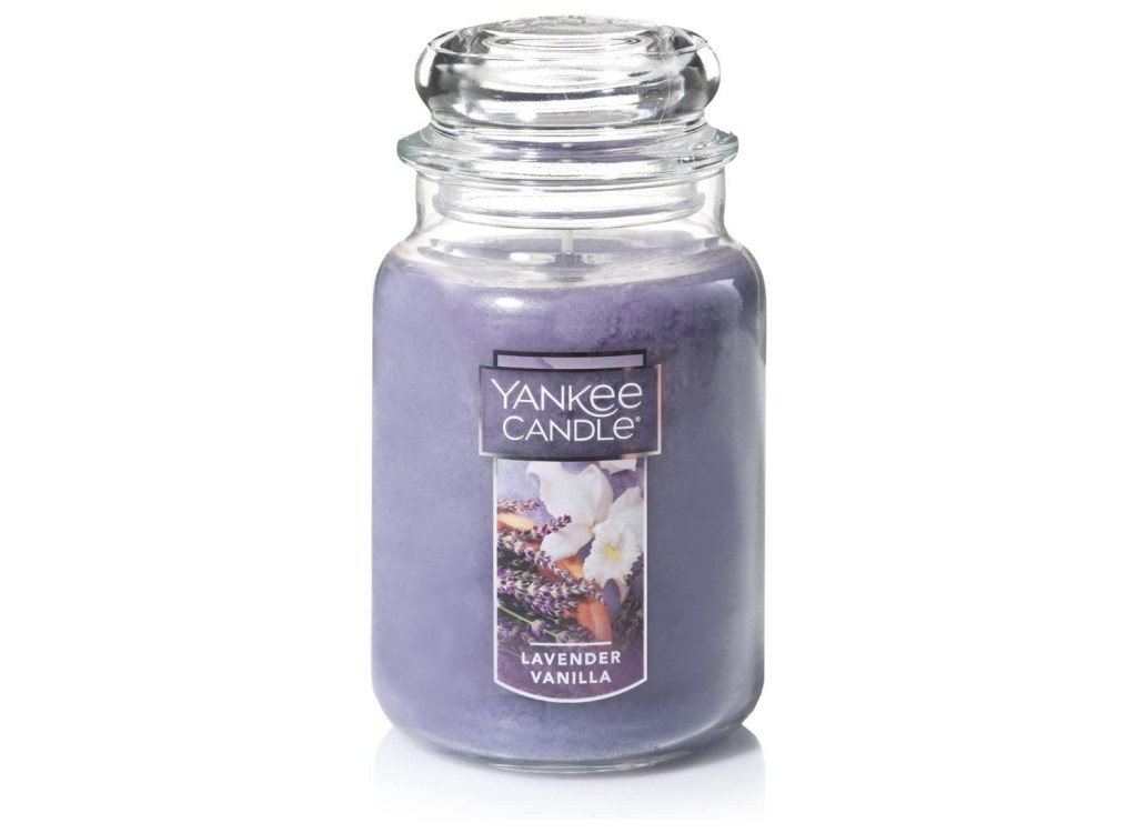 A Lavender Vanilla Yankee Candle.