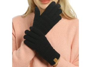 A pair of black touchscreen gloves.