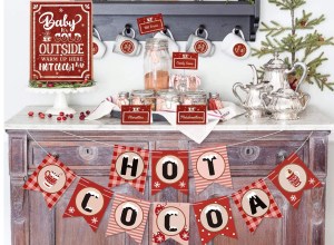 A festive hot cocoa station.