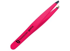 A pair of hot pink tweezers.