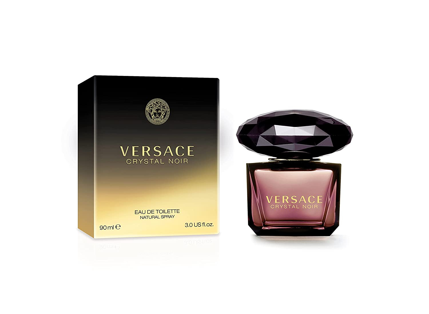 A bottle of Versace's Crystal Noir perfume.