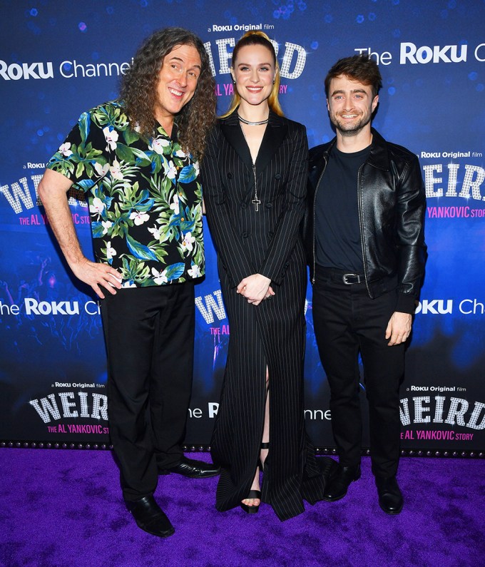Weird Al Yankovic poses with Evan Rachel Wood & Daniel Radcliffe