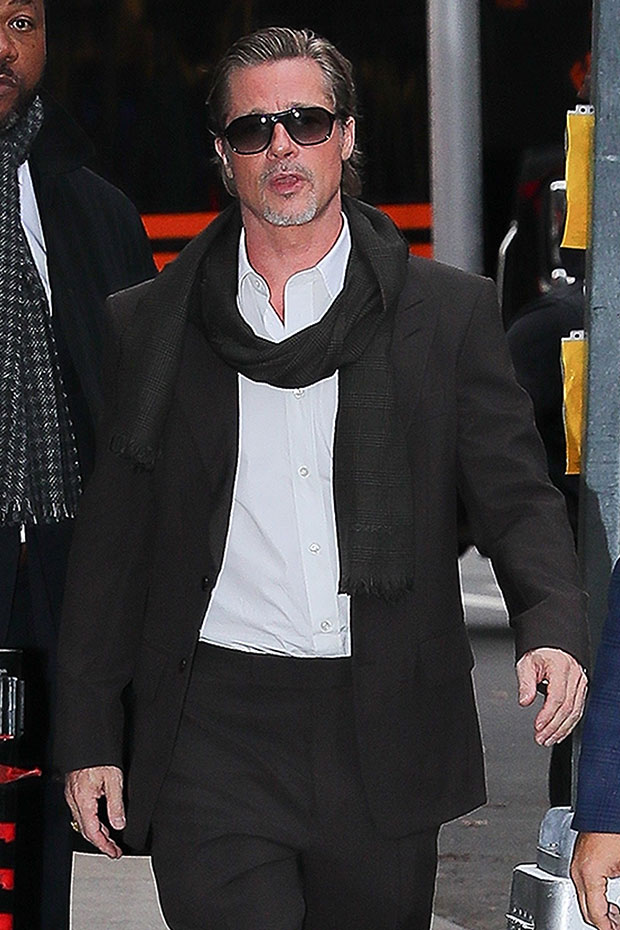 Brad Pitt Rocks Slicked Back Hair & Black Suit for 'Babylon' Q & A