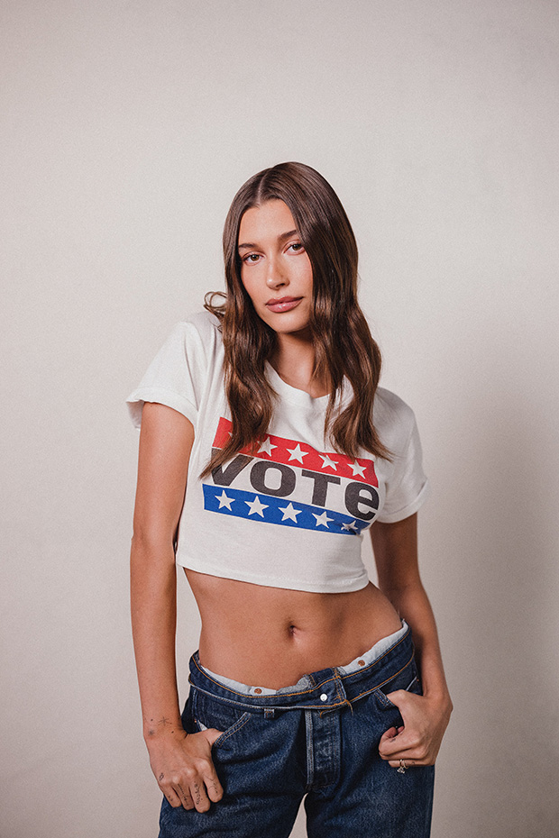 Hailey Bieber Rocks 'Vote' Crop Top Ahead Of Midterm Elections: Photos –  Hollywood Life