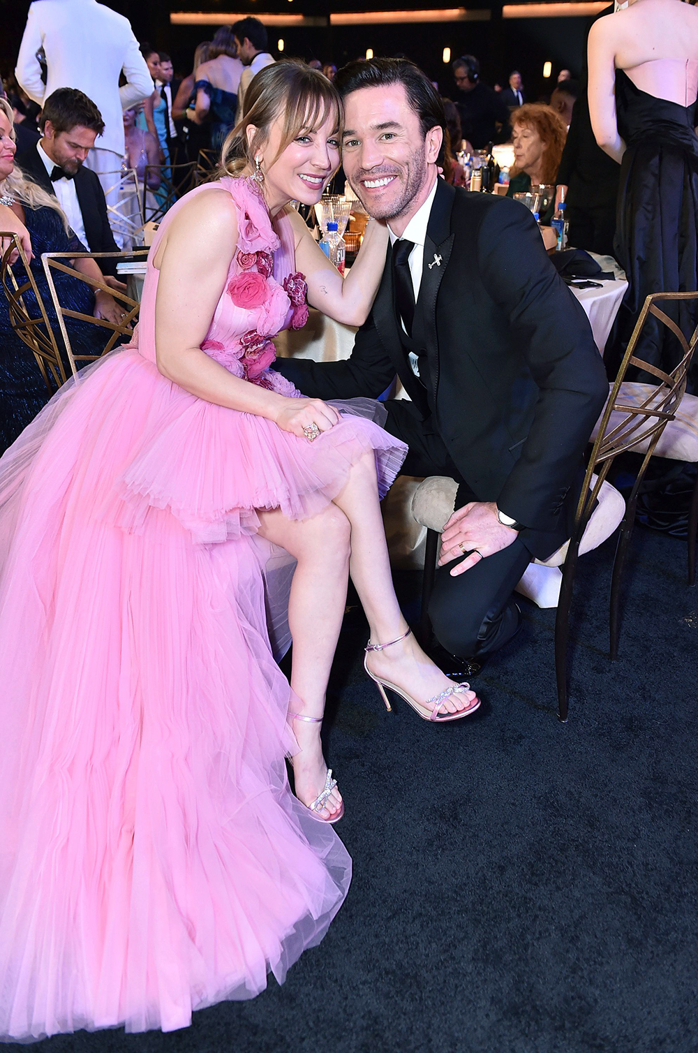 Kaley Cuoco, left, and Tom Pelphrey at the 74th Emmy Awards at the Microsoft Theater in Los Angeles 74th Emmy Awards - Backstage and Audience Los Angeles, United States - September 12, 2022